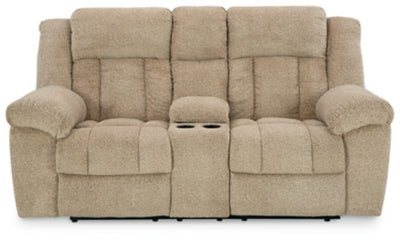 Tip - Off Power Reclining Loveseat - Beige Reclining Loveseat modern furniture Contempo Furniture