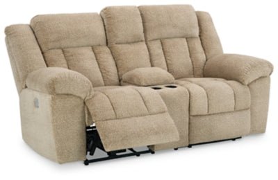 Tip - Off Power Reclining Loveseat - Beige Reclining Loveseat modern furniture Contempo Furniture