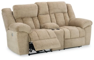 Tip - Off Power Reclining Loveseat - Beige Reclining Loveseat modern furniture Contempo Furniture