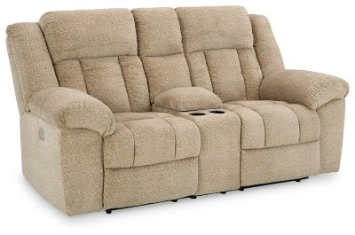 Tip - Off Power Reclining Loveseat - Beige Reclining Loveseat modern furniture Contempo Furniture