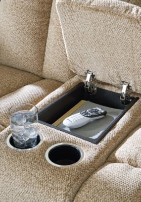 Tip - Off Power Reclining Loveseat - Beige Reclining Loveseat modern furniture Contempo Furniture