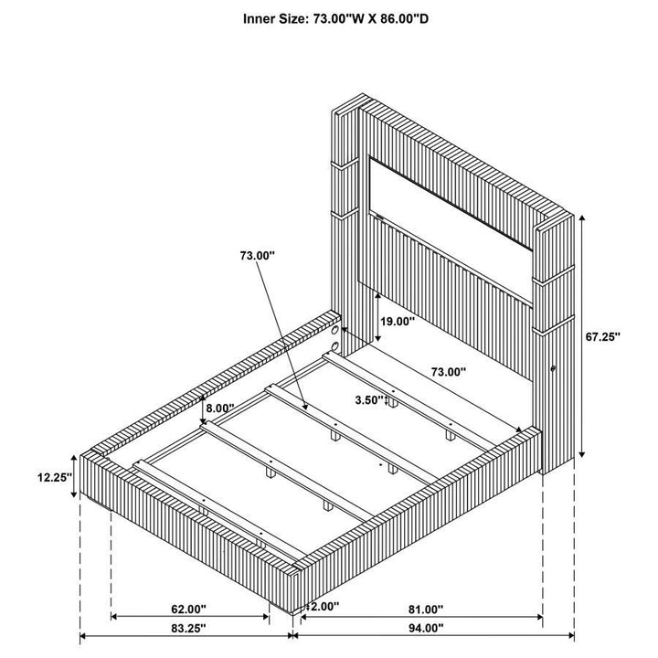 Tisdall - Upholstered California King Fireplace Bed - Gray Upholstered Bed modern furniture Contempo Furniture