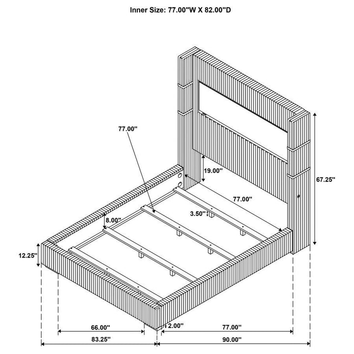 Tisdall - Upholstered Eastern King Fireplace Bed - Black Upholstered Bed modern furniture Contempo Furniture