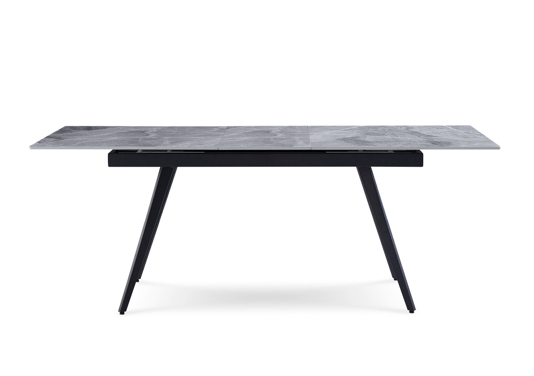 Modus Furniture Lelb60 Lucia Extendable Stone Top Metal Leg Dining Table In Piedra And Black