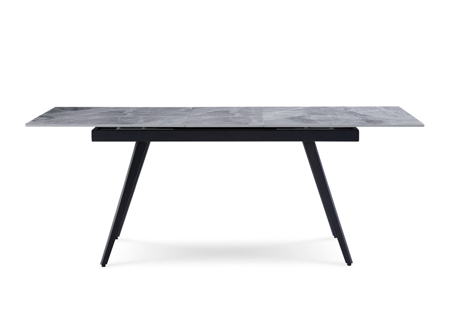 Modus Furniture Lelb60 Lucia Extendable Stone Top Metal Leg Dining Table In Piedra And Black