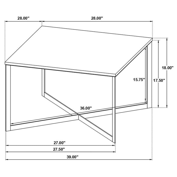 Tobin - Square Marble Top Coffee Table - White And Black Coffee Table modern furniture Contempo Furniture
