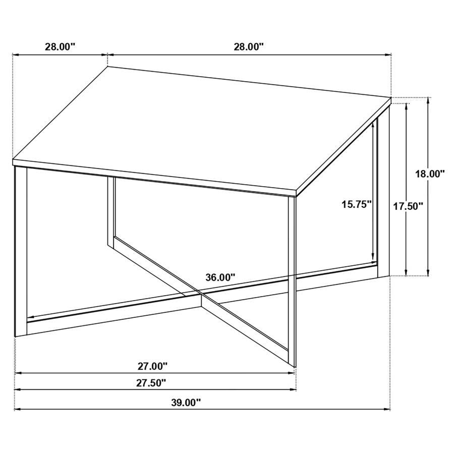 Tobin - Square Marble Top Coffee Table - White And Black Coffee Table modern furniture Contempo Furniture