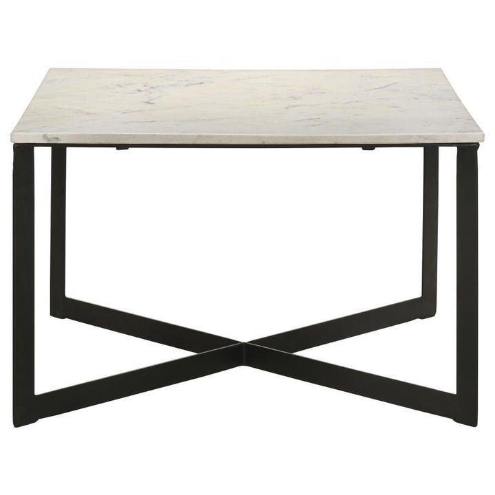 Tobin - Square Marble Top Coffee Table - White And Black Coffee Table modern furniture Contempo Furniture