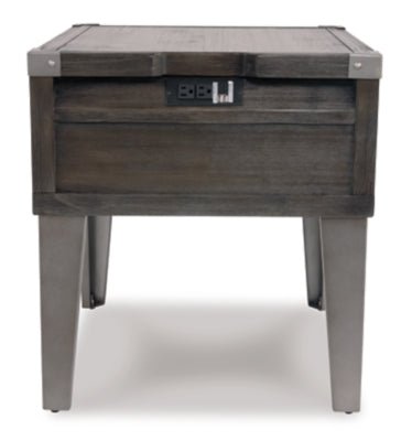 Todoe End Table with USB Ports &amp; Outlets - Dark Gray End Table modern furniture Contempo Furniture