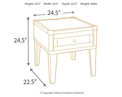 Todoe End Table with USB Ports &amp; Outlets - Dark Gray End Table modern furniture Contempo Furniture