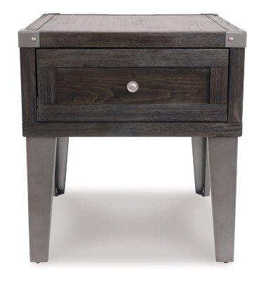 Todoe End Table with USB Ports &amp; Outlets - Dark Gray End Table modern furniture Contempo Furniture
