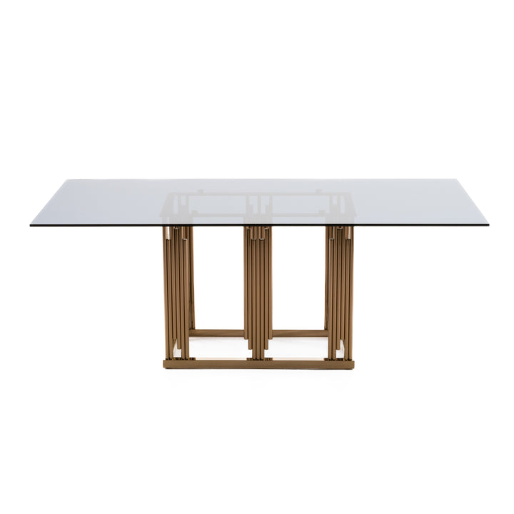 Token Modern Smoked Grey Glass &amp; Rosegold Dining Table