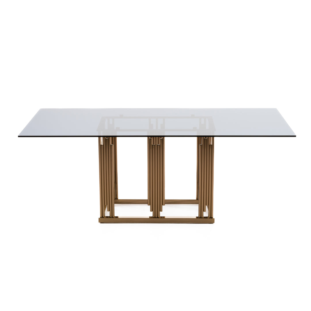 Token Modern Smoked Grey Glass & Rosegold Dining Table