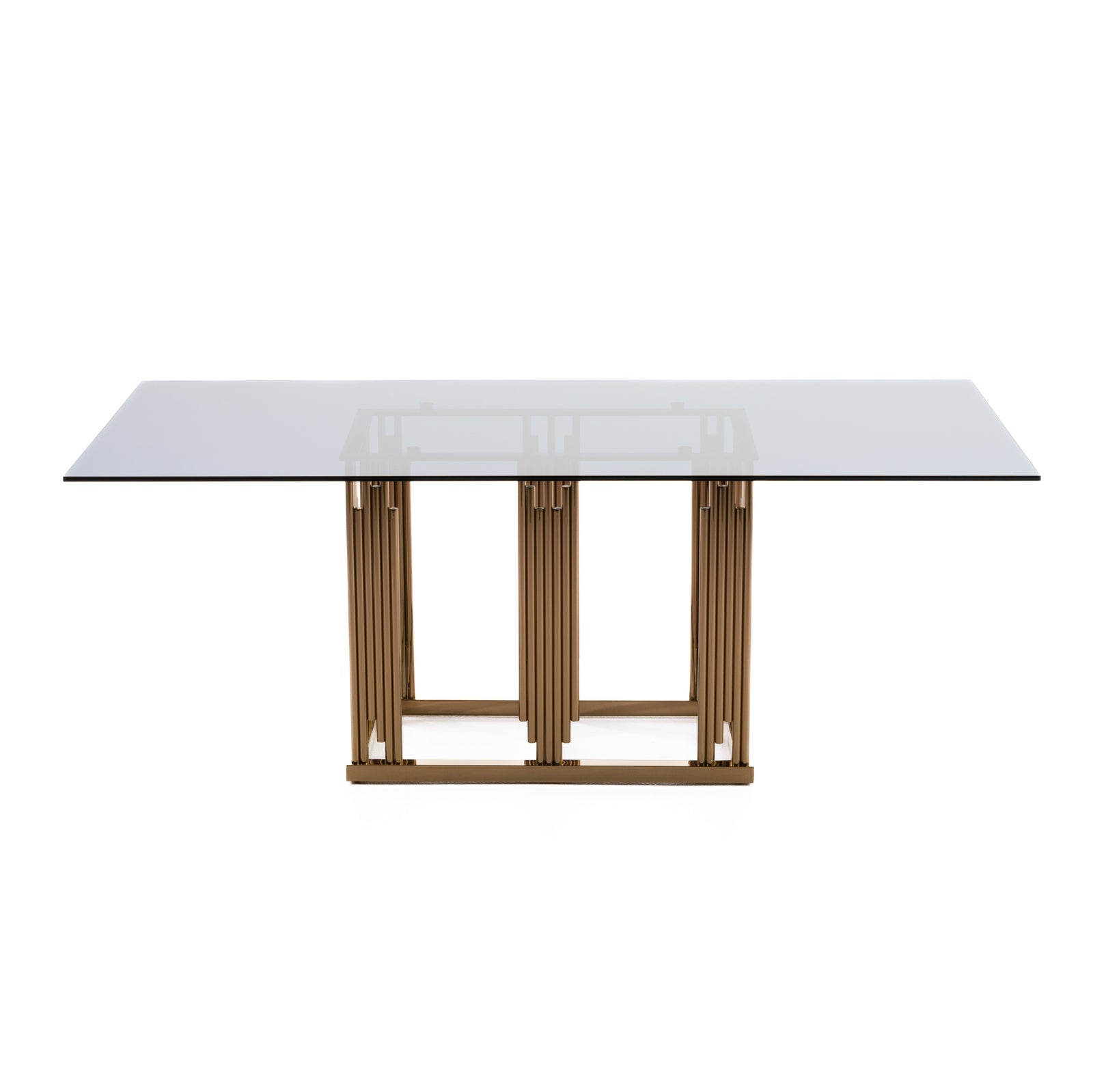 Token Modern Smoked Grey Glass  and  Rosegold Dining Table