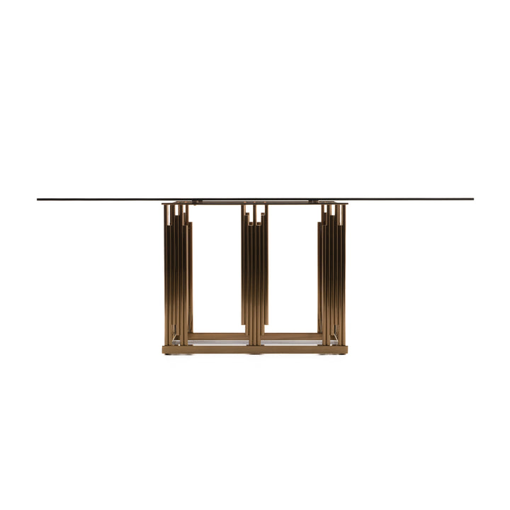 Token Modern Smoked Grey Glass &amp; Rosegold Dining Table