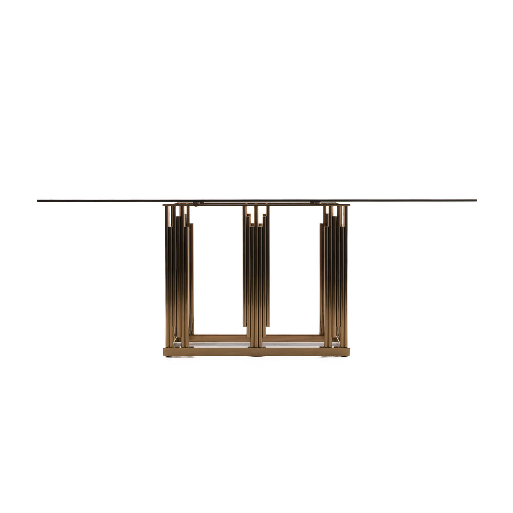 Token Modern Smoked Grey Glass & Rosegold Dining Table
