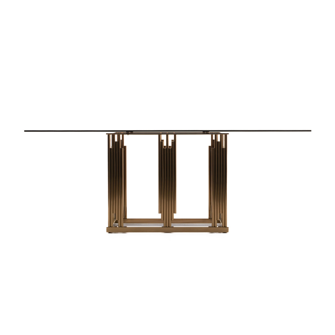 Token Modern Smoked Grey Glass & Rosegold Dining Table