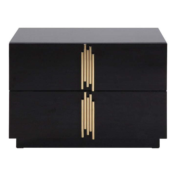 Token - Modern Black + Gold Wide Nightstand
