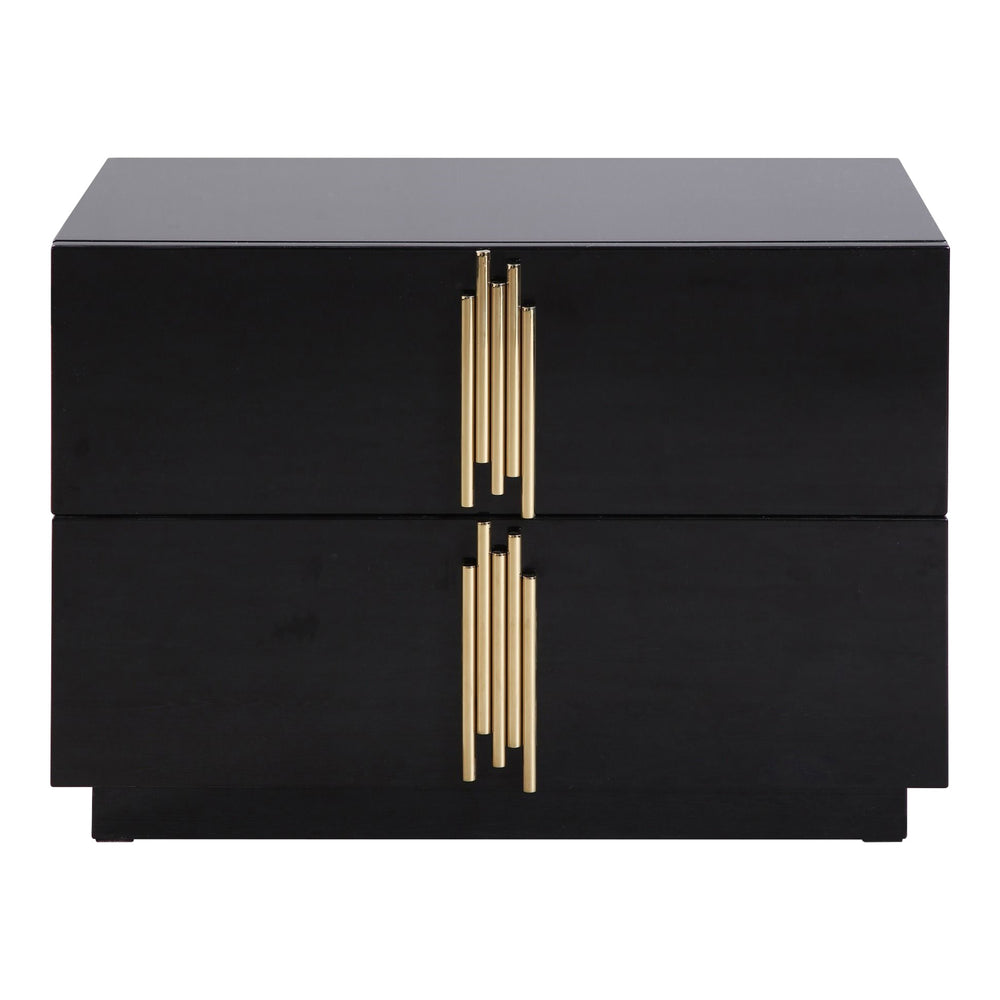 Token - Modern Black + Gold Wide Nightstand