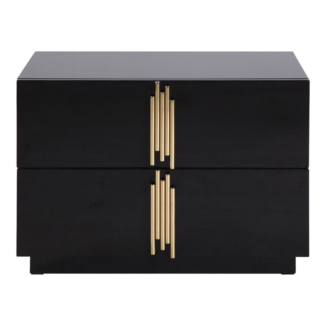 Token - Modern Black + Gold Wide Nightstand