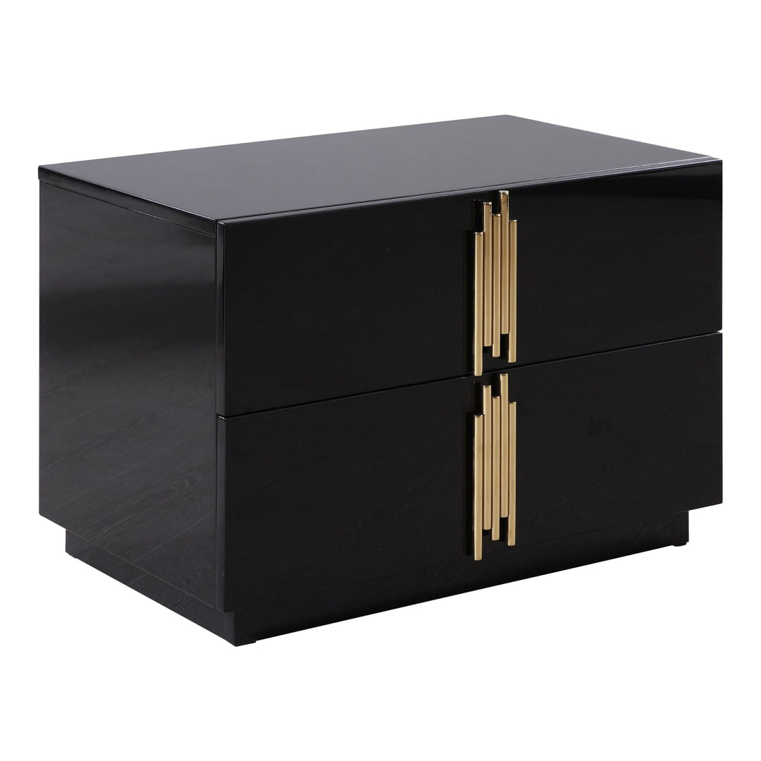 Token - Modern Black + Gold Wide Nightstand