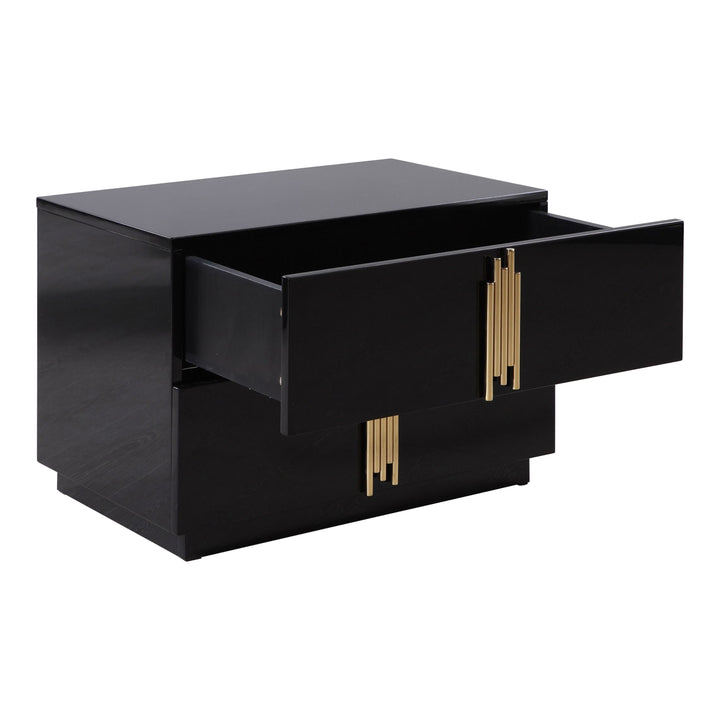 Token - Modern Black + Gold Wide Nightstand