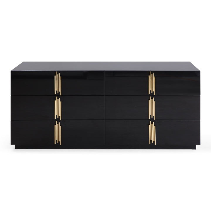 Token - Modern Black + Gold Wide Dresser