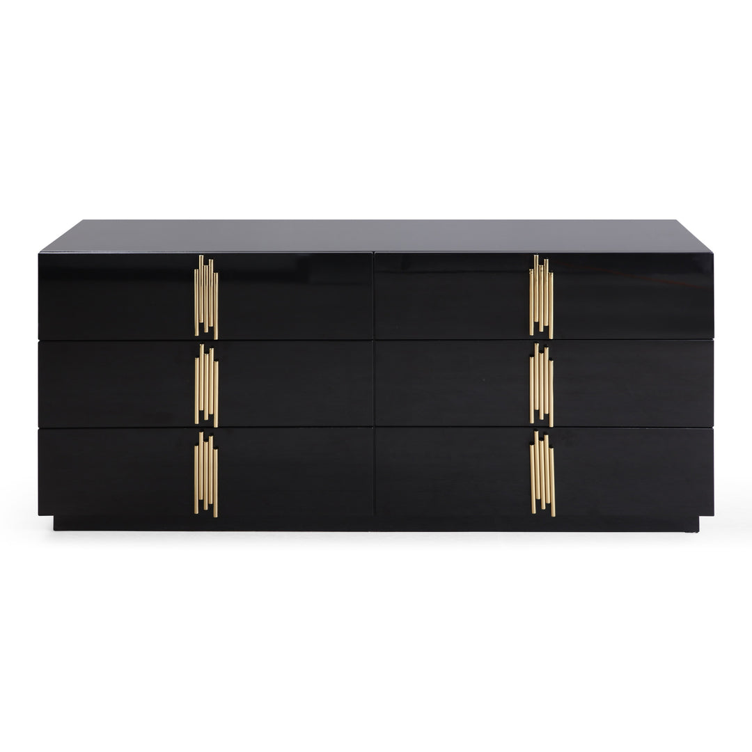 Token - Modern Black + Gold Wide Dresser