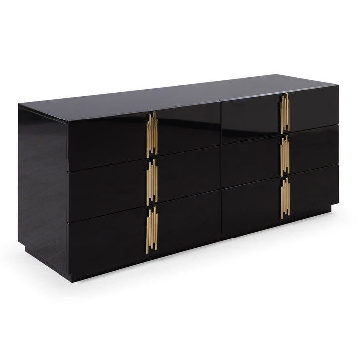 Token - Modern Black + Gold Wide Dresser