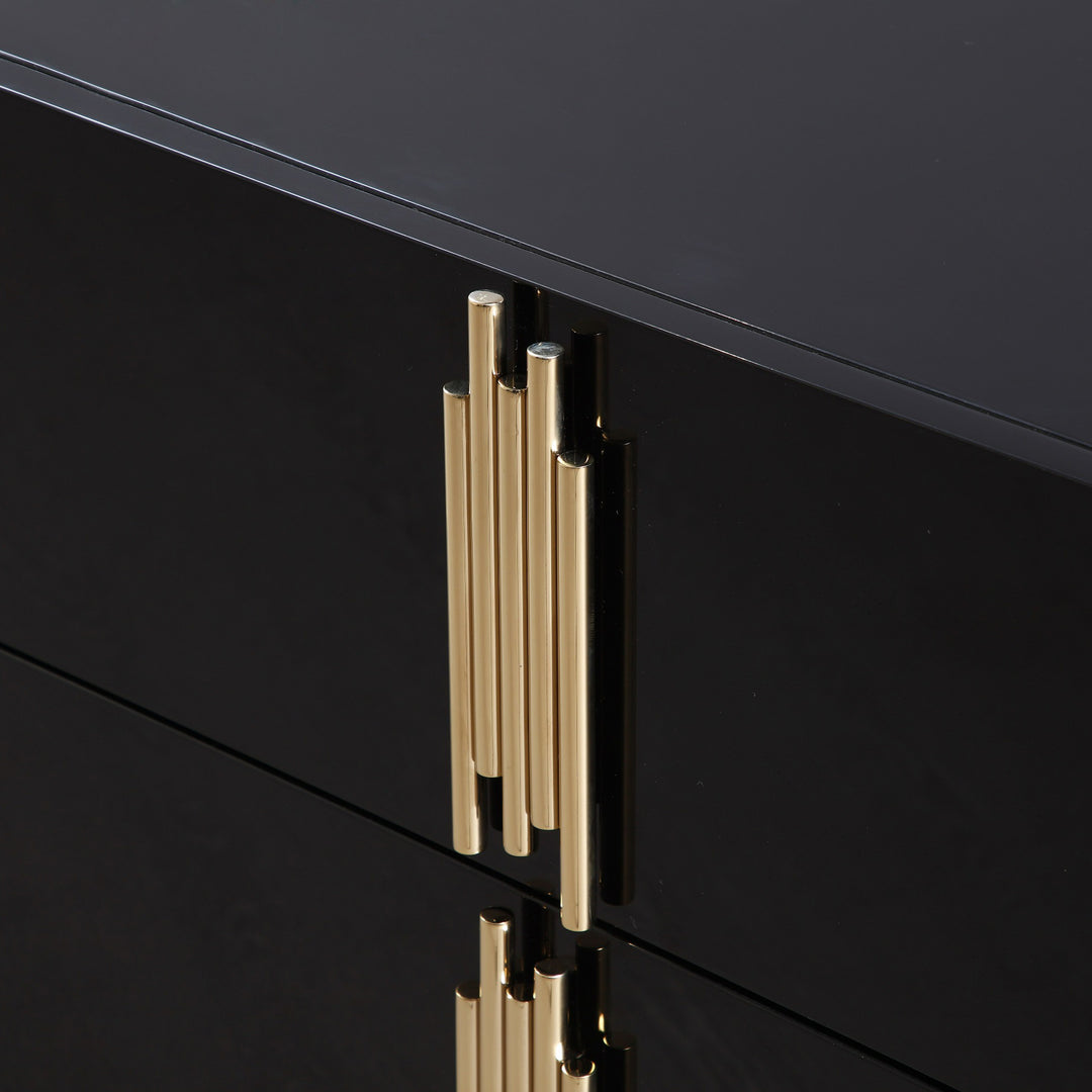 Token - Modern Black + Gold Wide Dresser