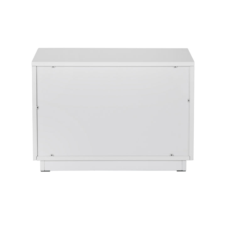 Token - Modern White &amp; Stainless Steel Wide Nightstand