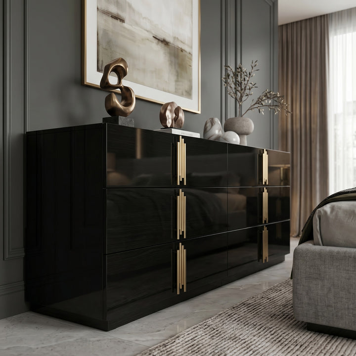 Token Modern Black &amp; Gold 4-Piece Bedroom Set