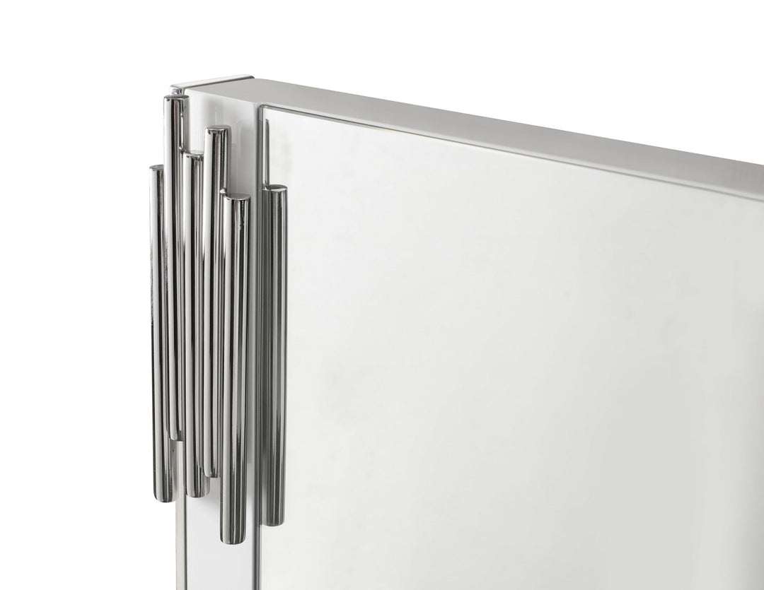 Token - Modern White  and  Stainless Steel Mirror