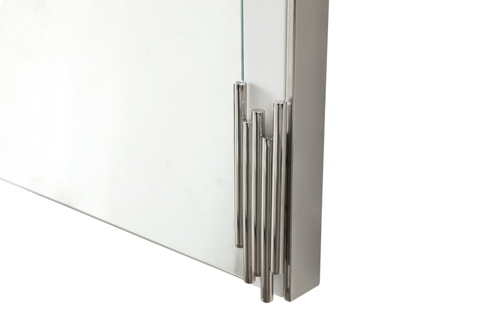 Token - Modern White  and  Stainless Steel Mirror