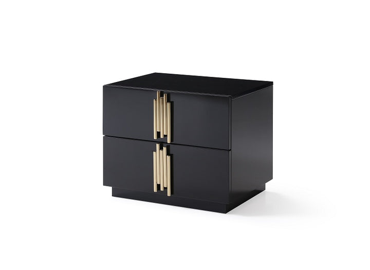 Token - Modern Black + Gold Bed + Nightstands