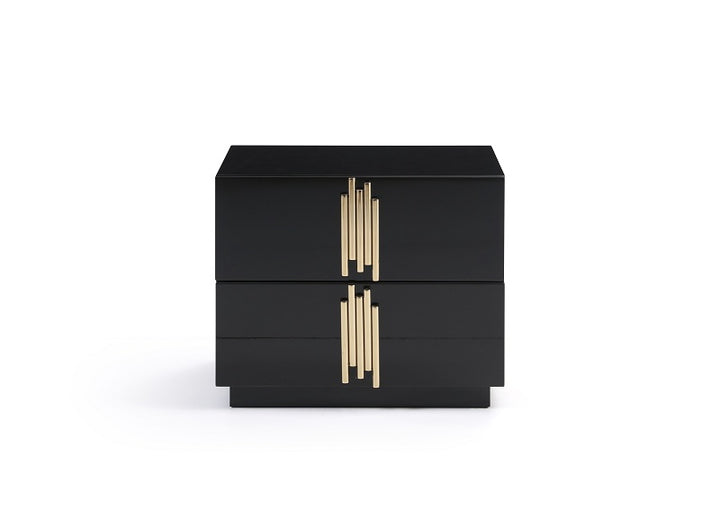 Token - Modern Black + Gold Bed + Nightstands