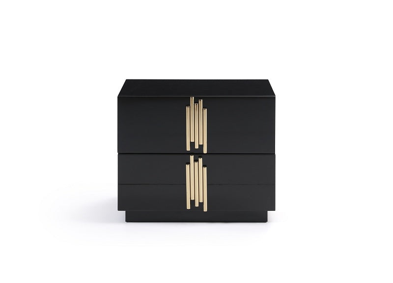 Token - Modern Black + Gold Bed + Nightstands