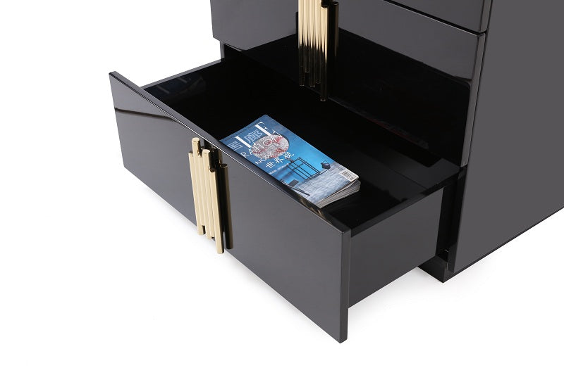 Token - Modern Black + Gold Bed + Nightstands