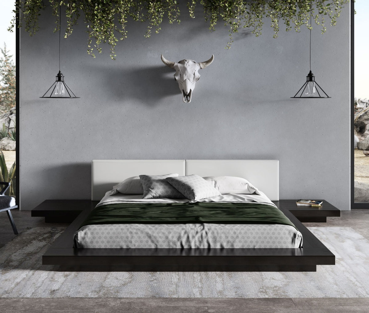 Tokyo - Queen Contemporary Black and White Platform Bed