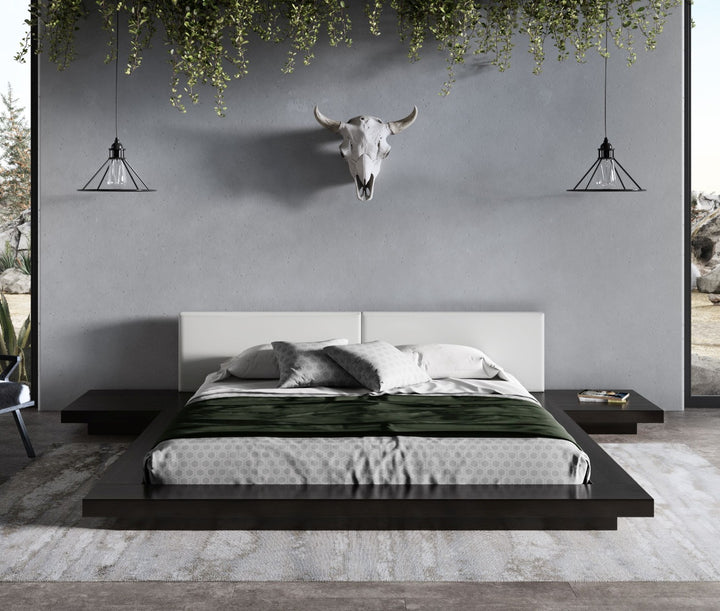 Tokyo  Queen Contemporary Black and White Platform Bed