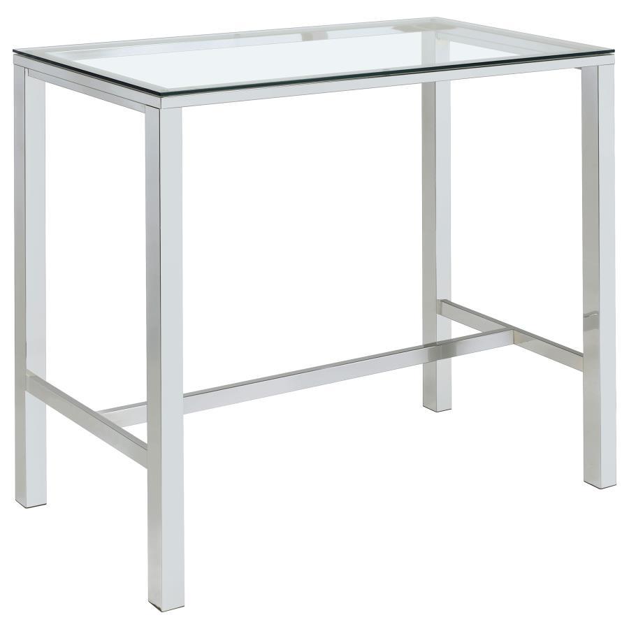 Tolbert - 5 Piece Bar Set With Acrylic Chairs - Clear And Chrome 5 - Piece Dining Room Set modern furniture Contempo Furniture