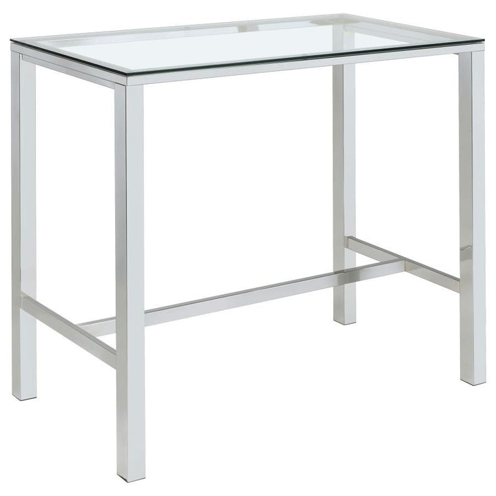Tolbert - Rectangular Glass Top Pub Bar Table - Chrome Bar Table modern furniture Contempo Furniture