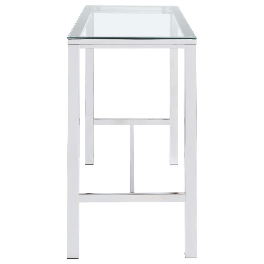 Tolbert - Rectangular Glass Top Pub Bar Table - Chrome Bar Table modern furniture Contempo Furniture