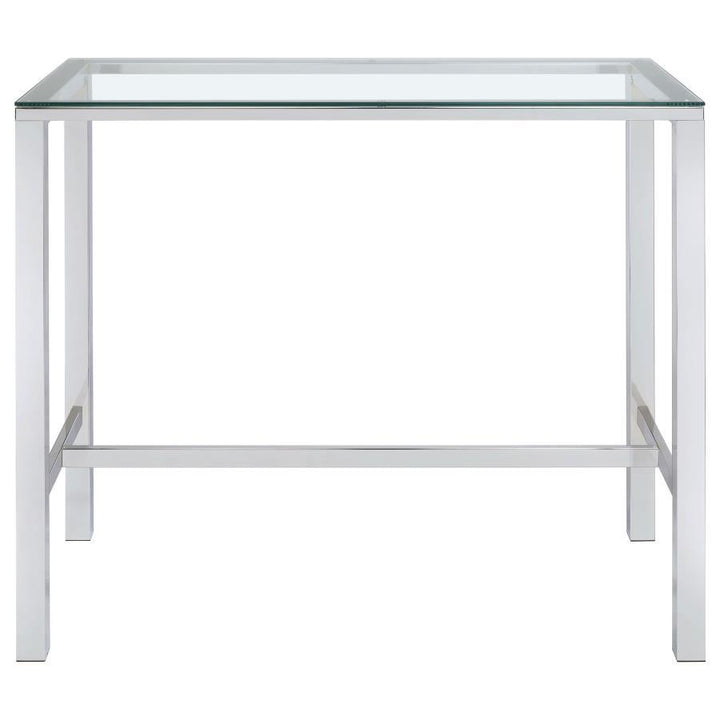 Tolbert - Rectangular Glass Top Pub Bar Table - Chrome Bar Table modern furniture Contempo Furniture