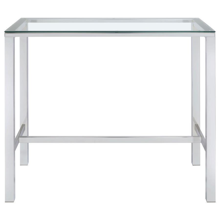 Tolbert - Rectangular Glass Top Pub Bar Table - Chrome Bar Table modern furniture Contempo Furniture