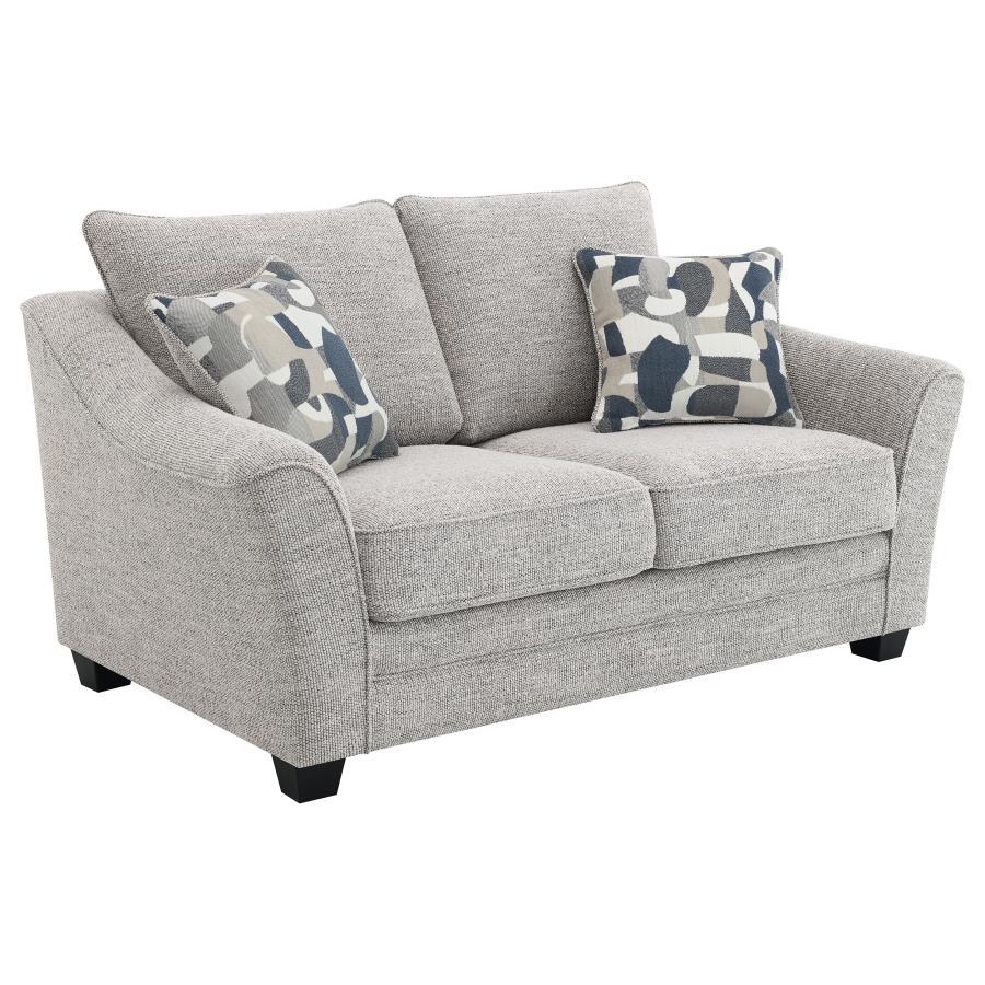 Tomkins - 2 Piece Boucle Upholstered Sofa Set - Light Gray Stationary Sofa & Loveseat modern furniture Contempo Furniture