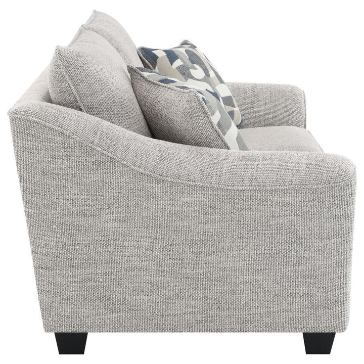 Tomkins - 2 Piece Boucle Upholstered Sofa Set - Light Gray Stationary Sofa &amp; Loveseat modern furniture Contempo Furniture