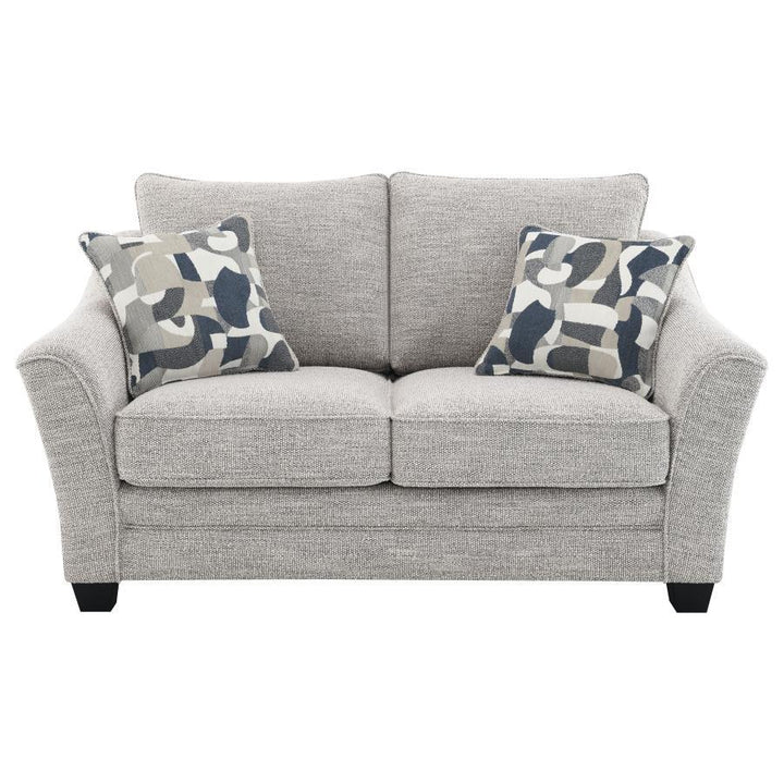 Tomkins - 3 Piece Boucle Upholstered Sofa Set - Light Gray 3 - Piece Living Room Set modern furniture Contempo Furniture