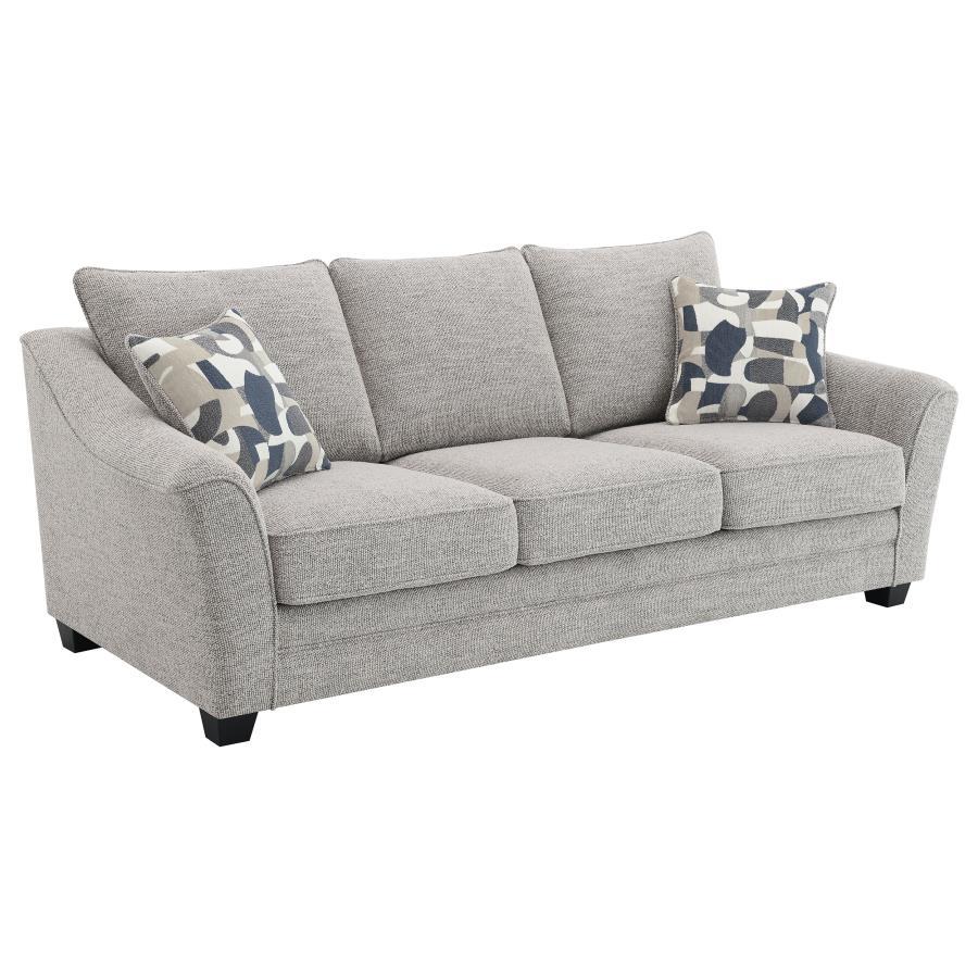 Tomkins - 3 Piece Boucle Upholstered Sofa Set - Light Gray 3 - Piece Living Room Set modern furniture Contempo Furniture