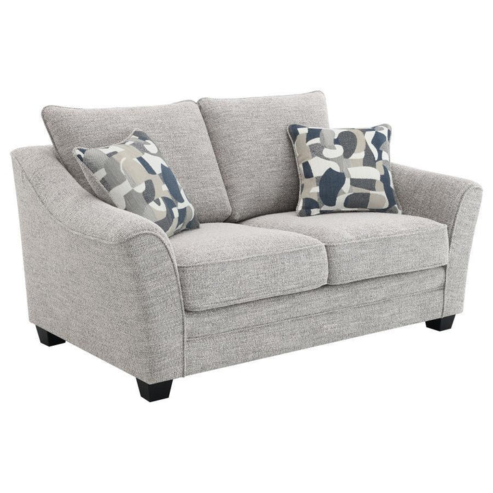 Tomkins - 3 Piece Boucle Upholstered Sofa Set - Light Gray 3 - Piece Living Room Set modern furniture Contempo Furniture